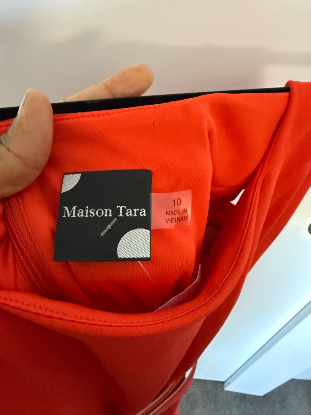 Maison Tara Red Sleeveless Belted Bubble-Hem Mini Dress - Picture 4 of 4